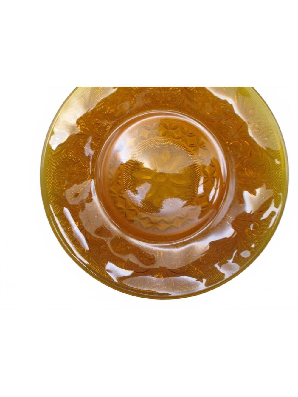 Vintage 1970s Tiara Indiana Glass Amber Sandwich Salad Plates 9" Set of 5 - Picture 3 of 4